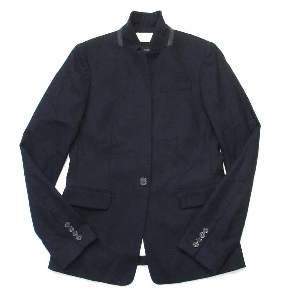 NWoT J.Crew Regent Blazer in Navy Wool Flannel Single Button Jacket 4T $198